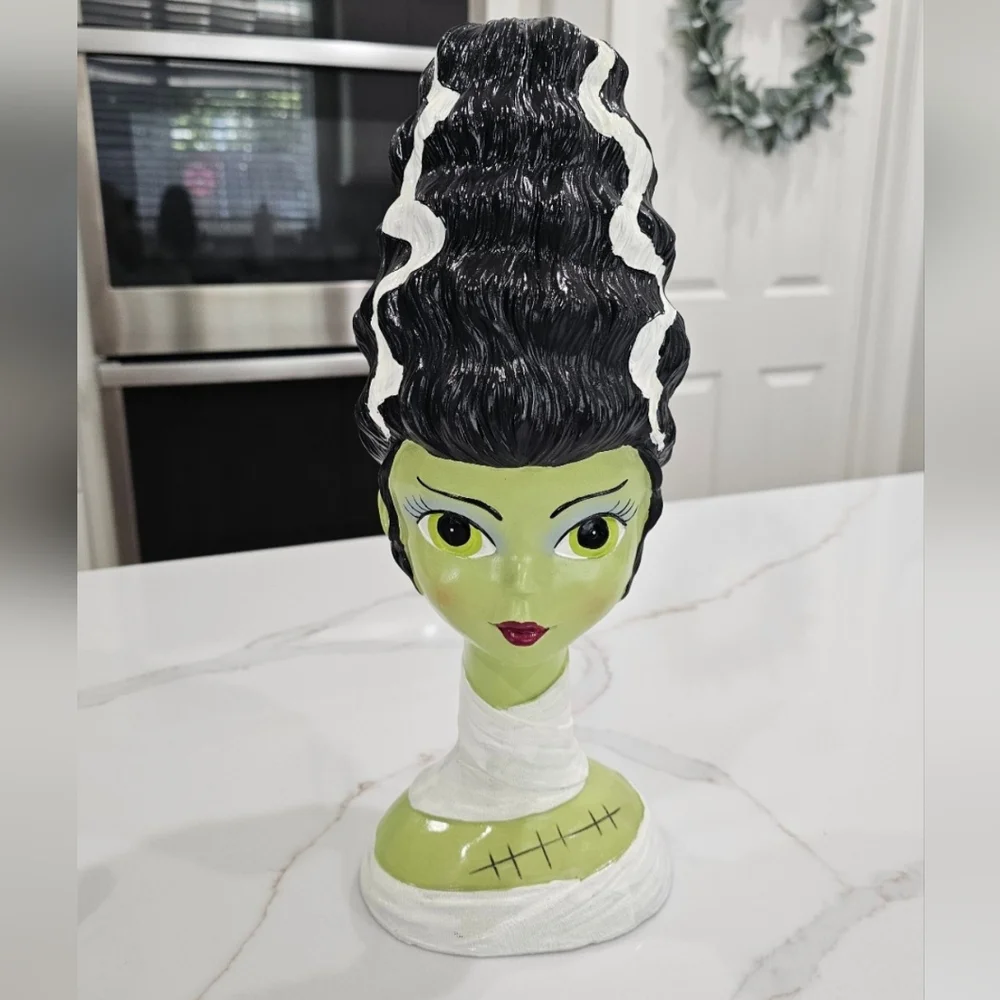Viral Tiktok Bride Of Frankenstein Head Halloween Bust Figurine Statue